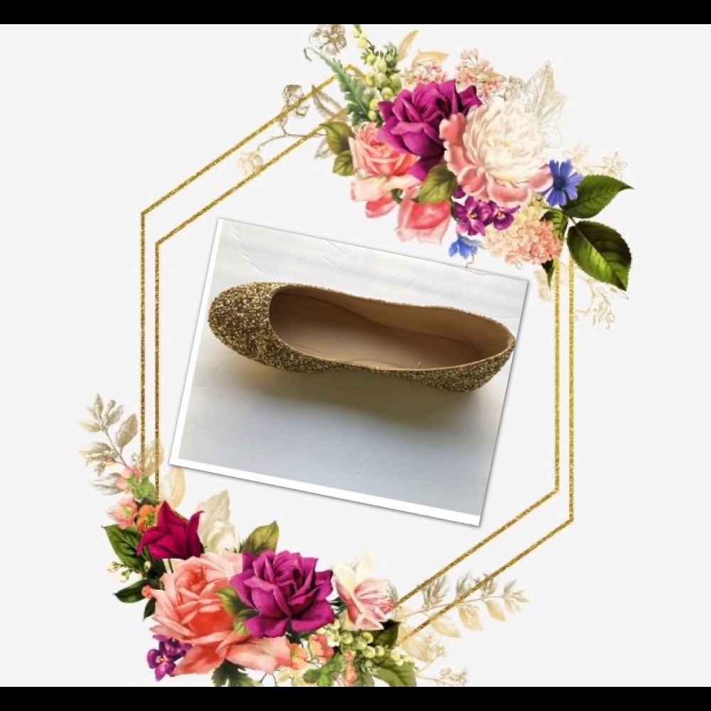 Women’s Custom Gold on Gold Glitter Ballet Flats - Picture 4 of 7